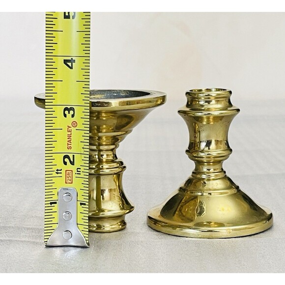 VTG Virginia Metalcrafters Brass Candlesticks Set of 2 – 3” Tall USA Made - Picture 5 of 12